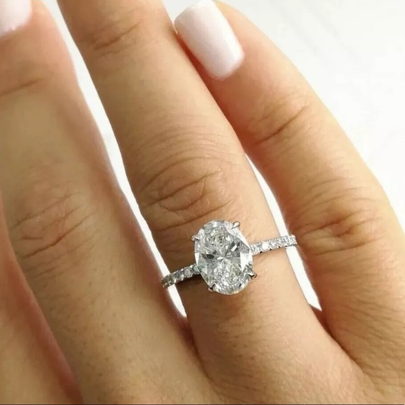 14k white gold engagement ring wedding 2ct diamond - Picture 4 of 6